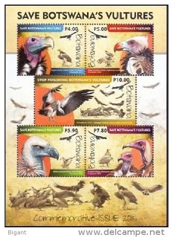 Botswana 2015 Birds- Save Vultures Ss Mint - Botswana (1966-...)