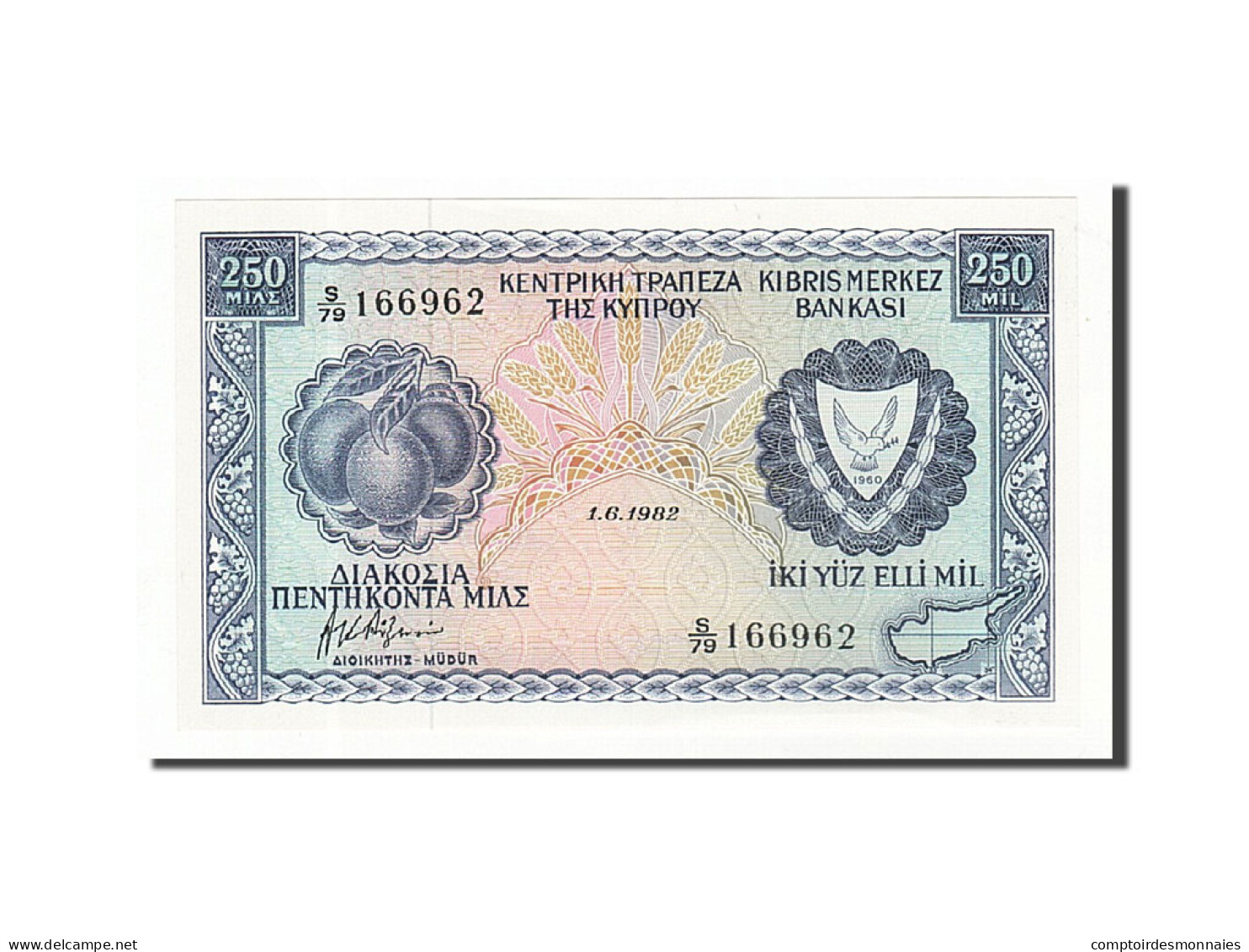 Billet, Chypre, 250 Mils, 1982, 1982-06-01, KM:41c, NEUF - Chypre