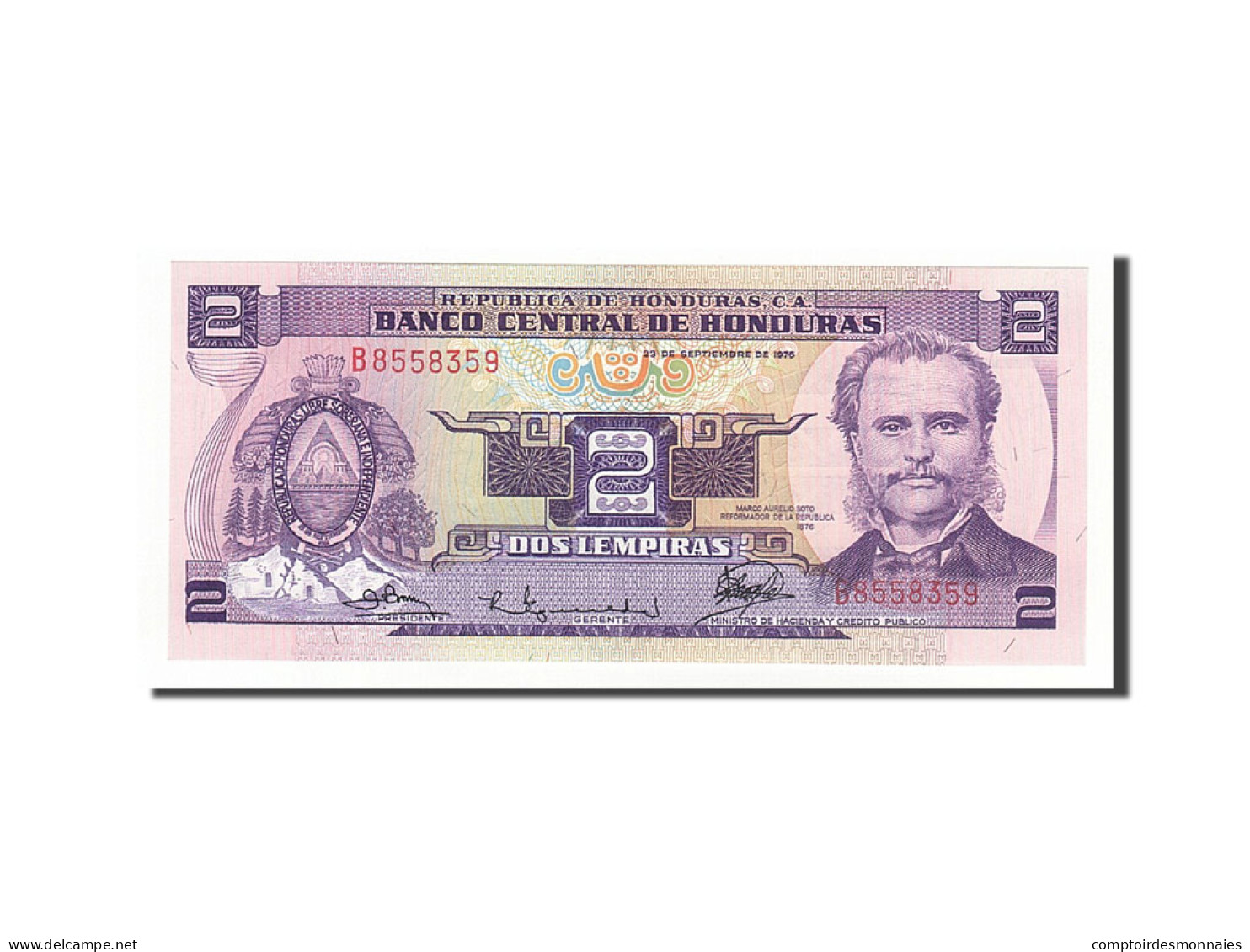 Billet, Honduras, 2 Lempiras, 1976, 1976-09-23, KM:61, NEUF - Honduras