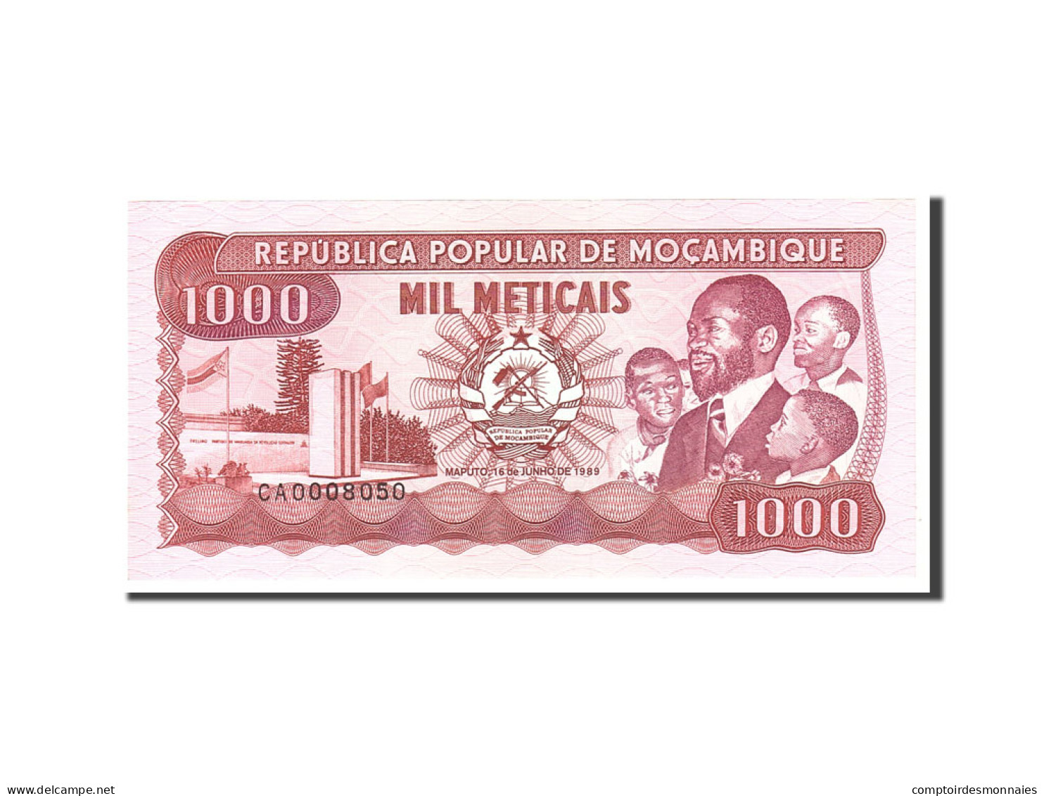 Billet, Mozambique, 1000 Meticais, 1989, 1989-06-16, KM:132c, NEUF - Mozambico