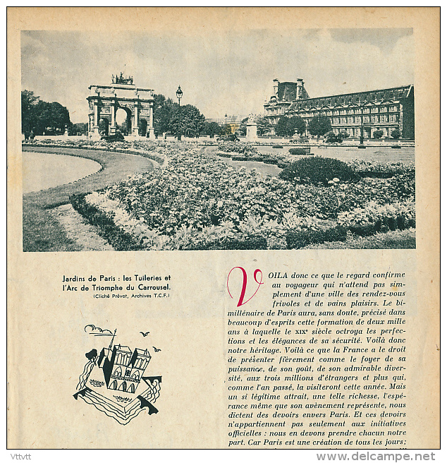 1951 : Document, PARIS (8 pages illustrées) La Cité, Le Vert-Gaant, Chaillot, Montmartre, Notre-Dame, Les Tuileries...