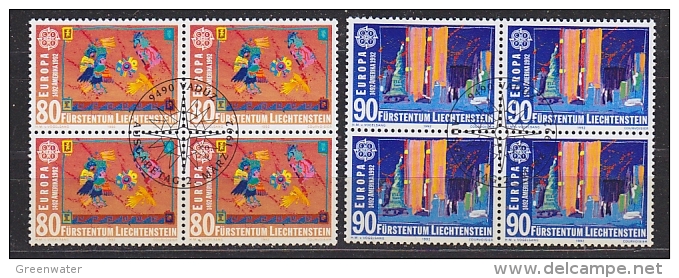 Europa Cept 1992 Liechtenstein 2v Bl Of 4 Used 1st Day  (26989) Stamps With Full Gum - 1992