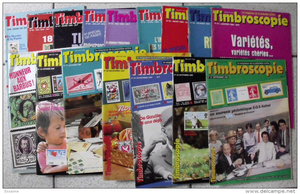 Lot De 16 Revues "Timbroscopie" 1985-1993. - French (from 1941)