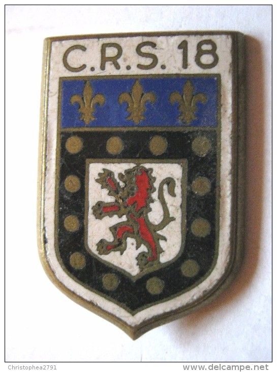 INSIGNE DE LA POLICE NATIONALE CRS COMPAGNIE REPUBLICAINE DE SECURITE C.R.S 18 POITIERS DRAGO DE ROMAINVILLE - Policia