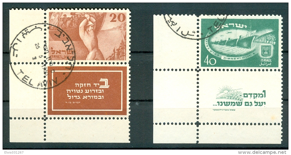 Israel - 1950, Michel/Philex No. : 30/31, - Used - Full Tab - - Oblitérés (avec Tabs)