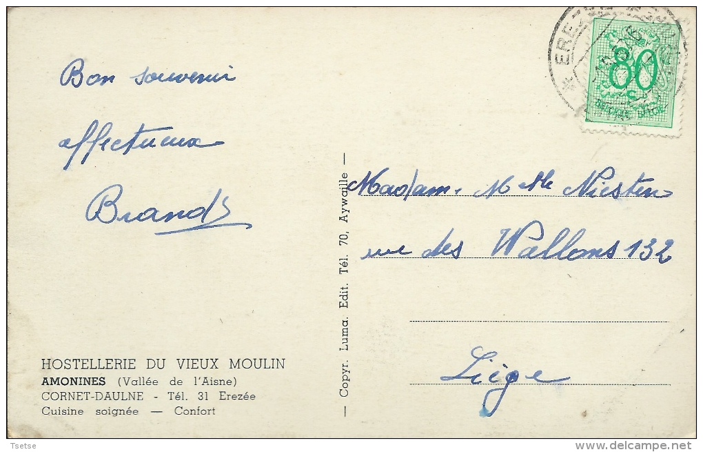 Cartes Province De Luxembourg / Petit Prix - Amonines - Hostellerie Du Vieux Moulin - 1953 ( Voir Verso ) - Erezée