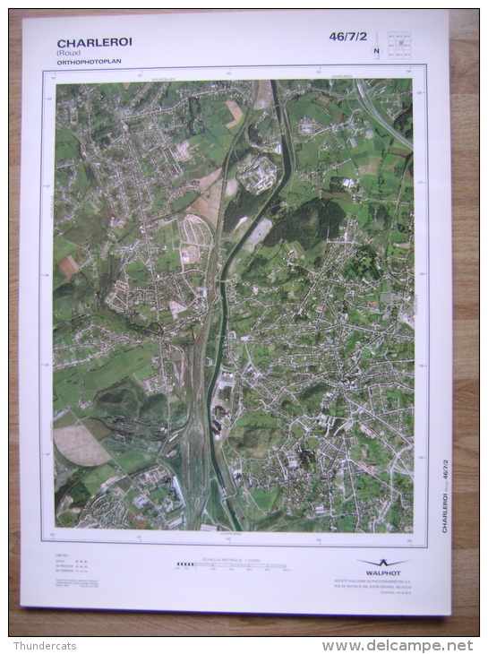 GRAND PHOTO VUE AERIENNE  66 Cm X 48 Cm De 1979 CHARLEROI ROUX - Mapas Topográficas