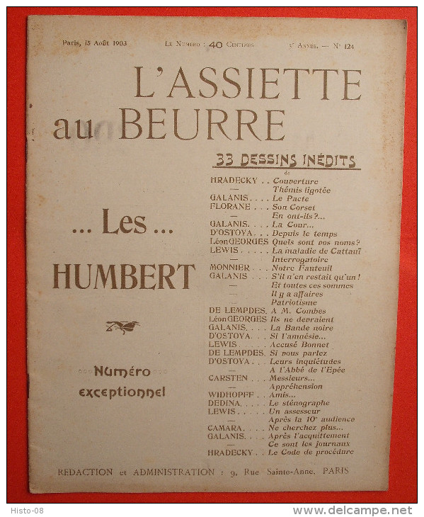 L´ASSIETTE AU BEURRE : N° 124 . 15 AOUT 1903 . LES HUMBERT  Numero Exceptionnel .. - 1901-1940