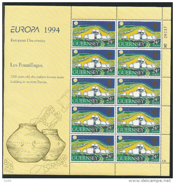 GUERNSEY 1994, 635/38, Europa Cept. Kleinbogensatz MNH ** - 1994