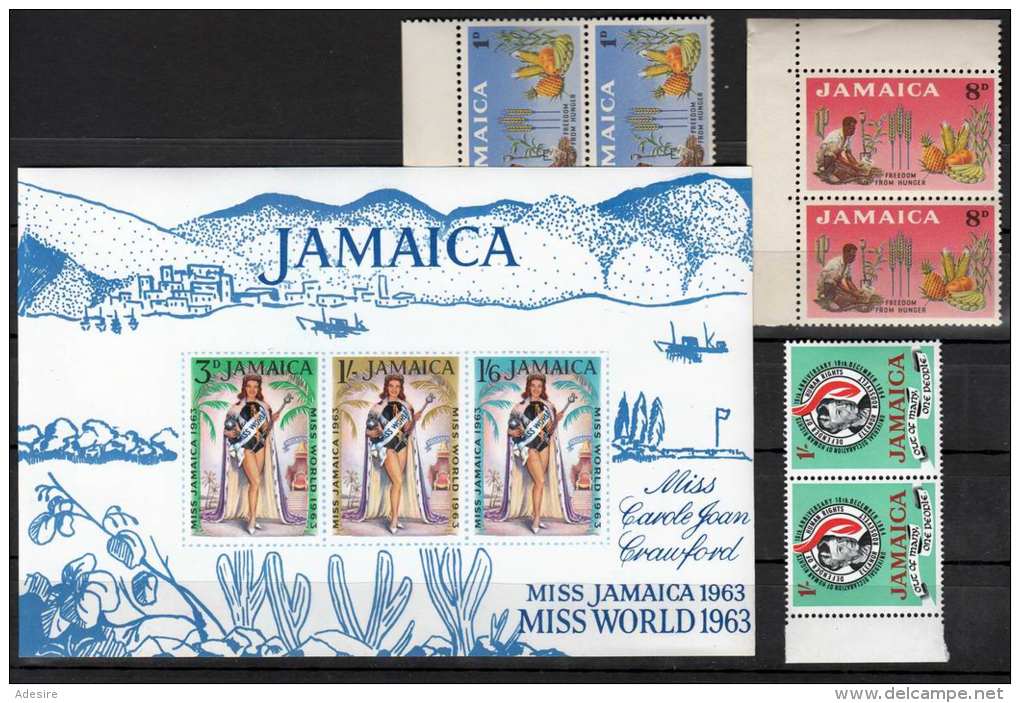 JAMAICA - Lot Marken Mit Block Miss World 1963 ** - Jamaica (1962-...)