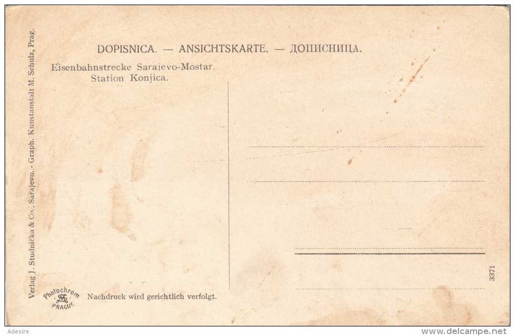 R! Bahnstation KONJIKA (Konjic Bosnien) - Eisenbahnstrecke SARAJEVO - MOSTAR, 1910?, Gebrauchspuren - Bosnia Erzegovina