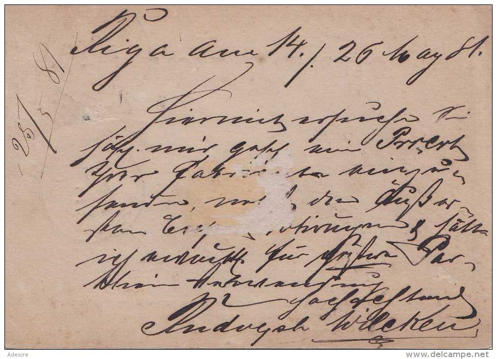 Russland 1886 - 3 K Ganzsache Auf Pk Gel.v. Riga > Berlin - Briefe U. Dokumente