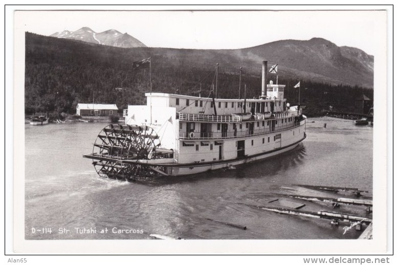 S.S. Tutshi River Boat Steamer At Carcross Yukon Canada, C1940s Real Photo Postcard - Yukon