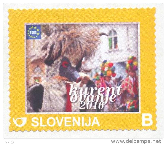 Slovenia Slowenien 2016 MINT MNH **; Carnival, Kurent Masks, Carnival Ptuj, FECC Etno Fest - Personalized Stamp - Carnival