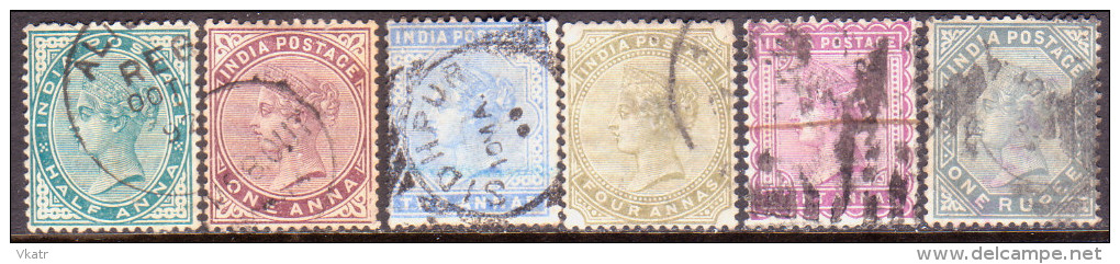 INDIA 1882-85 SG #85//101 Part Set 6 Stamps Of 11 Used Wmk Single Star - 1882-1901 Empire