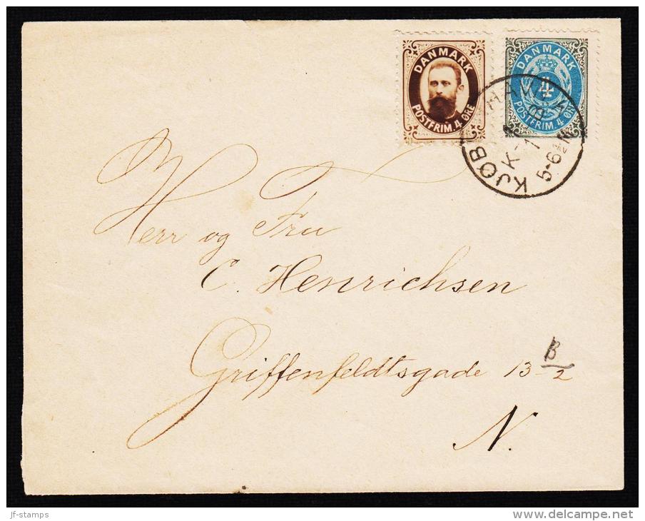 1875-1903. Bi-coloured. 8 Øre Grey/red + FOTO DANMARK POSTFRIM. 4 ØRE. KJØBENHAVN K B 1... (Michel: 25) - JF192721 - Briefe U. Dokumente