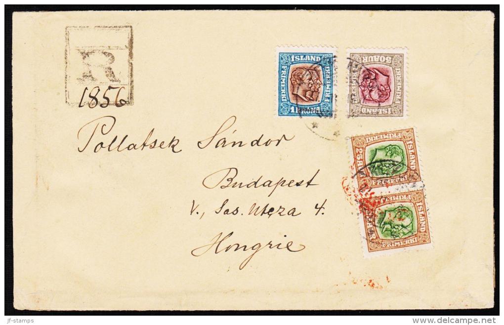 1907. Two Kings. 1 Kr. Blue/brown. Perf. 12 3/4, Wm. Crown + 50 Aur + Pair 25 Aur From ... (Michel: 60) - JF192713 - Covers & Documents