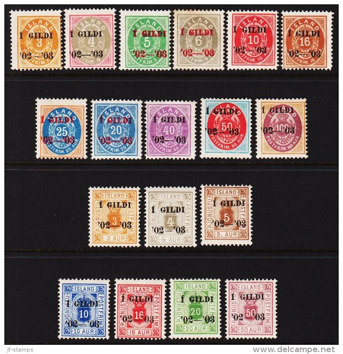 1904. BERN-REPRINTS. I GILDI '02 - '03. SCARCE COMPLETE SET WITH 18 STAMPS. Attest.  (Michel: 23-34 + D. 10-16) - JF1927 - Other & Unclassified