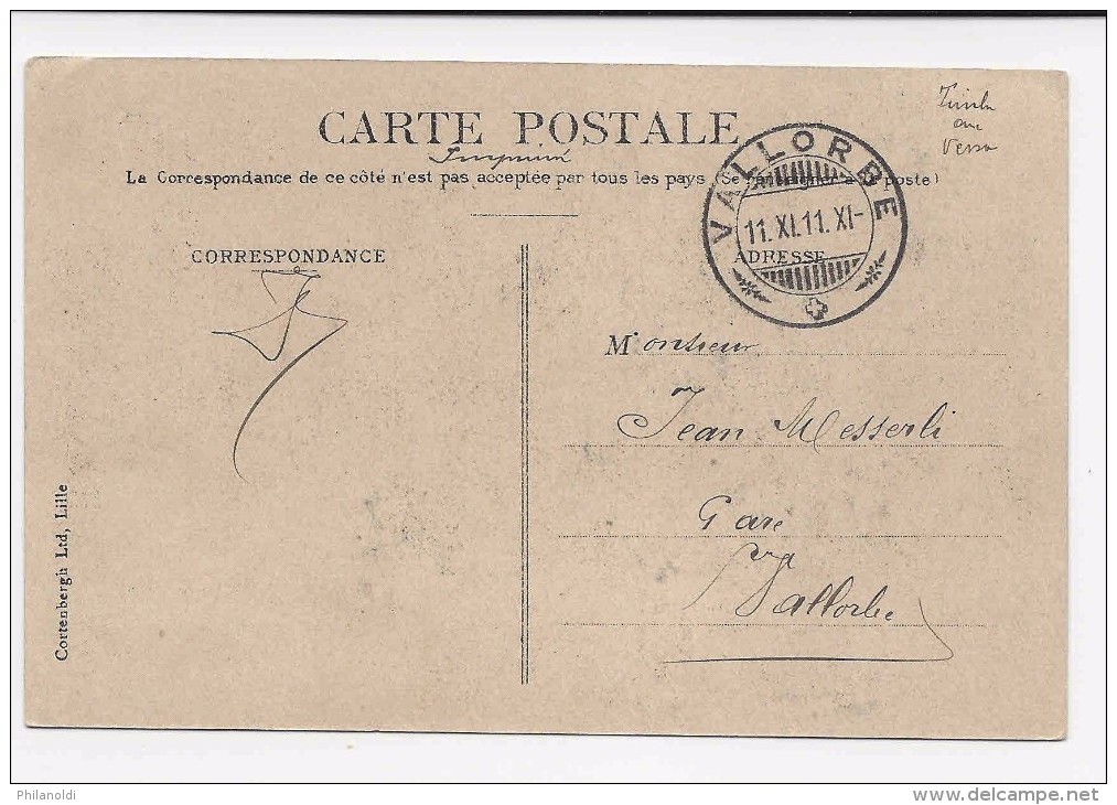 Suisse SCHNAPSZAHL, Cachet Insolite11.XI.11.XI VALLORBE Sur Carte Postale, Curiosité Numérique - Marcophilie