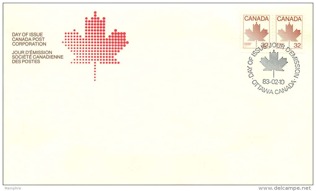 1983  32&cent; Stylized Maple Leaf  Coil Pair  Sc 951 - 1981-1990