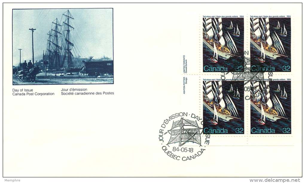 1984  Tall Ships   LL Plate Block  Sc 1012 - 1981-1990