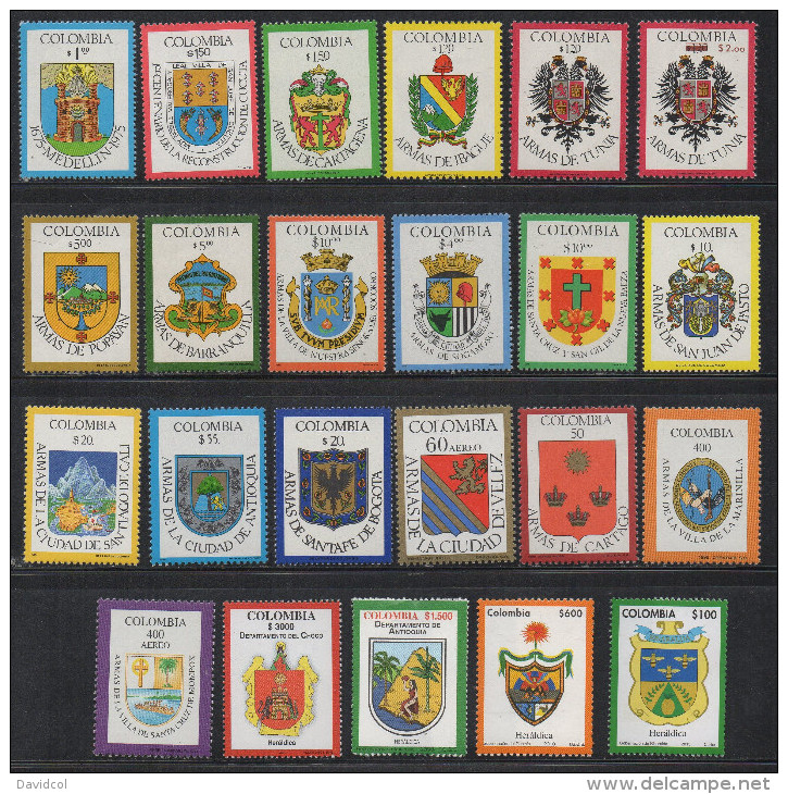 A268.-. KOLUMBIEN / COLOMBIA. HERALDIC  IN COLOMBIA  ISSUES 1975-2015 , LOT X 23 MNH STAMPS.  CAT VAL &euro;  38.00 ++ - Briefmarken