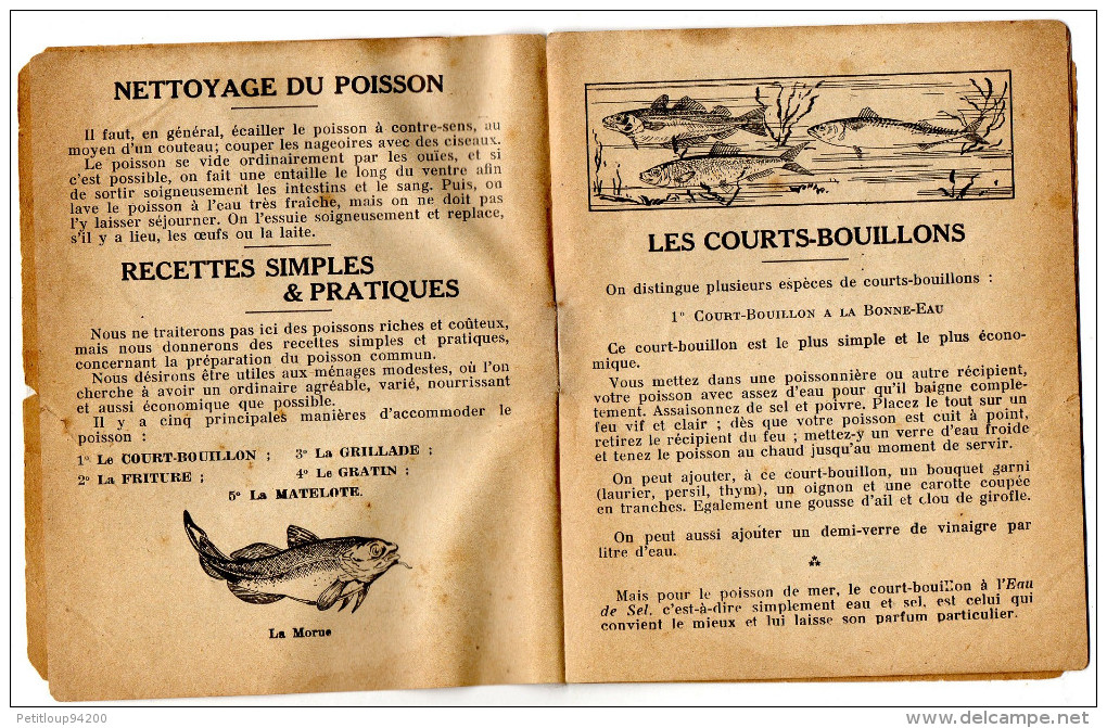 LIVRET RECETTES:LES POISSONS DE MER  Syndicat De La Poissonnerie En Détail De Paris  ANNEES 1900 - Gastronomia