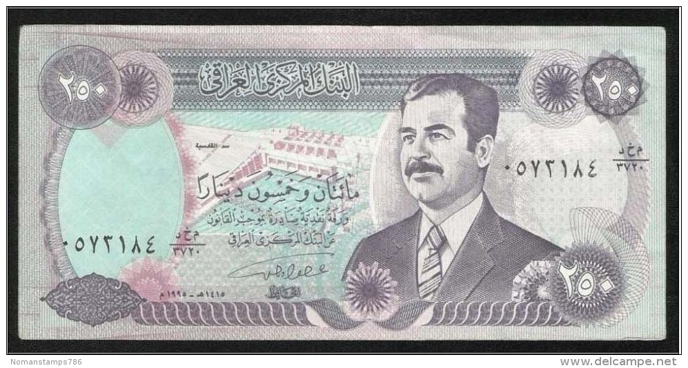IRAQ Saddam Hussein Old 250 Dinars Banknote - Iraq