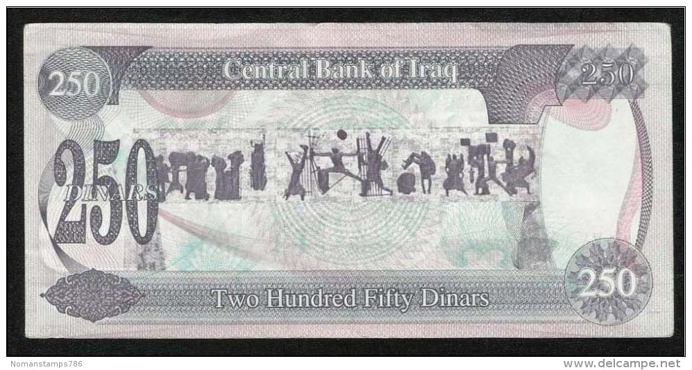 IRAQ Saddam Hussein Old 250 Dinars Banknote - Iraq
