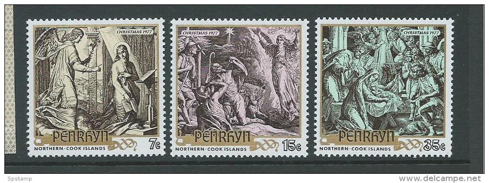 Penrhyn Island 1977 Christmas Paintings Set Of 3 MNH - Penrhyn