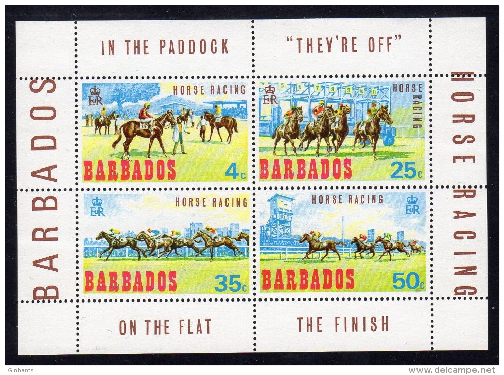 BARBADOS - 1969 HORSE-RACING MS FINE MNH ** SG MS385 - Horses