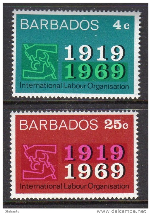 BARBADOS - 1969 ILO LABOUR SET (2V) FINE MNH ** SG390-391 - IAO