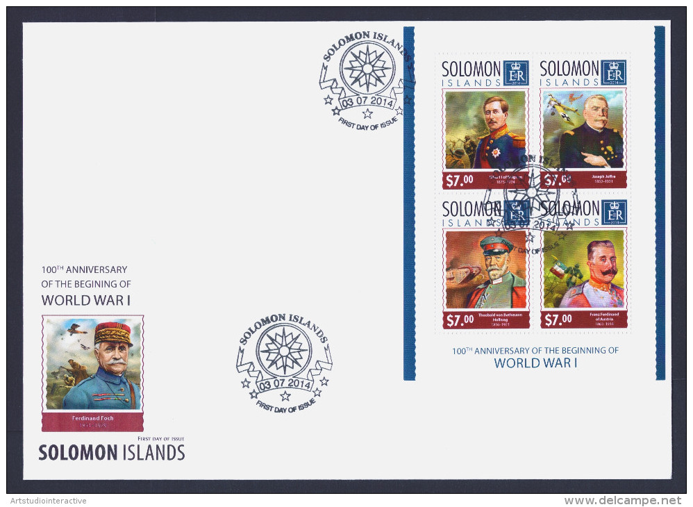 2014 SOLOMON ISLANDS "CENTENARY OF WORLD WAR I" FDC - Isole Salomone (1978-...)