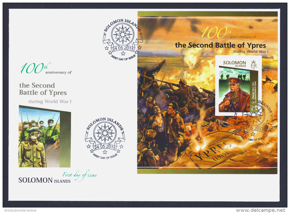 2015 SOLOMON ISLANDS "CENTENARY OF WORLD WAR I - SECOND BATTLE OF YPRES" FDC - Isole Salomone (1978-...)