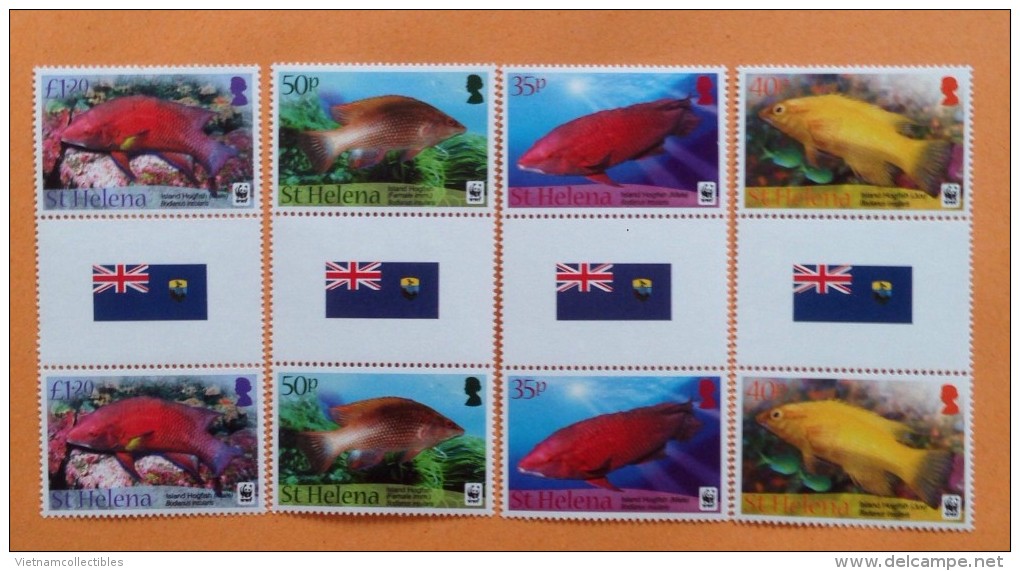 (WWF-490) W.W.F. Saint Helena Island Hogfish / Fish MNH Gutter Pairs GP 02 Sets 2011 - Unused Stamps