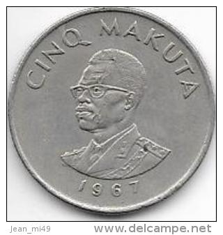 CONGO - (Rép Démocratique) - 5 MAKUTA- 1967 - - Congo (Repubblica Democratica 1964-70)