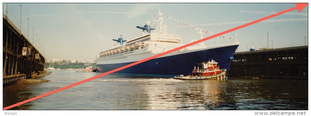 Grande Photo Panoramique Du Paquebot France Norway - Bateaux