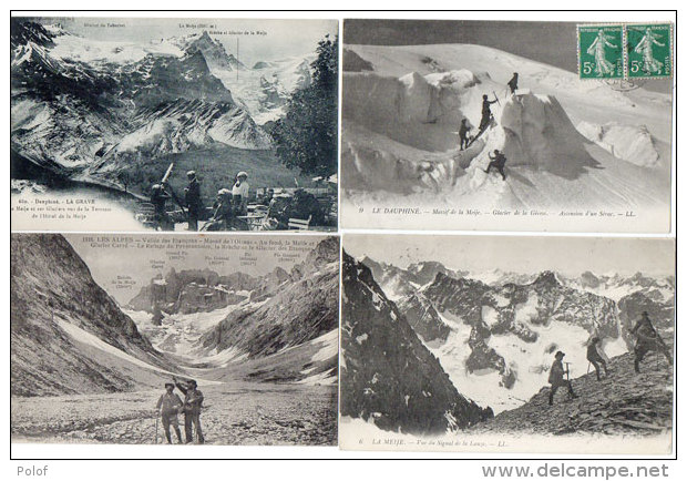 La Meije - 4 CPA - Signal De La Lauze, Glacier De La Girose, La Grave (Terrasse) Les Etançons.- Animation .  (84014) - Autres & Non Classés