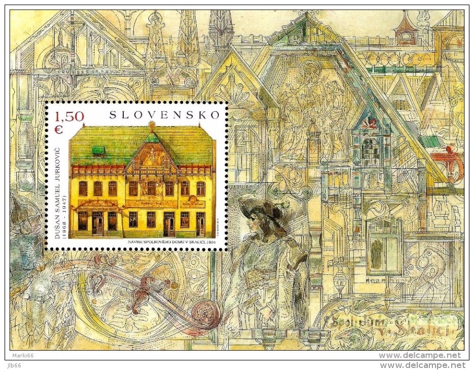 Année 2015 Bloc Feuillet Art Sur Timbre Dusan JURKOVIC "la Maison De La Culture De Skalica" - Unused Stamps