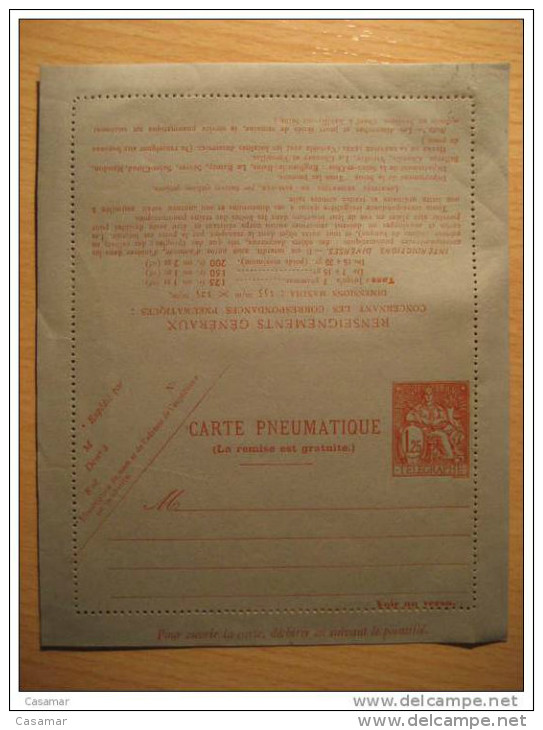 Carte PNEUMATIQUE Postal Stationery Telegraphe Telegraph France - Pneumatische Post