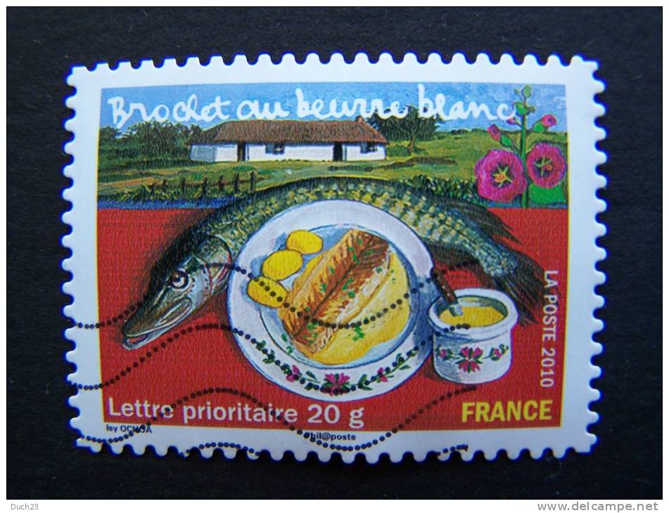 OBLITERE FRANCE ANNEE 2010 N° 440 BROCHET AU BEURRE BLANC SERIE SAVEURS DE NOS REGIONS AUTOCOLLANT ADHESIF - Oblitérés