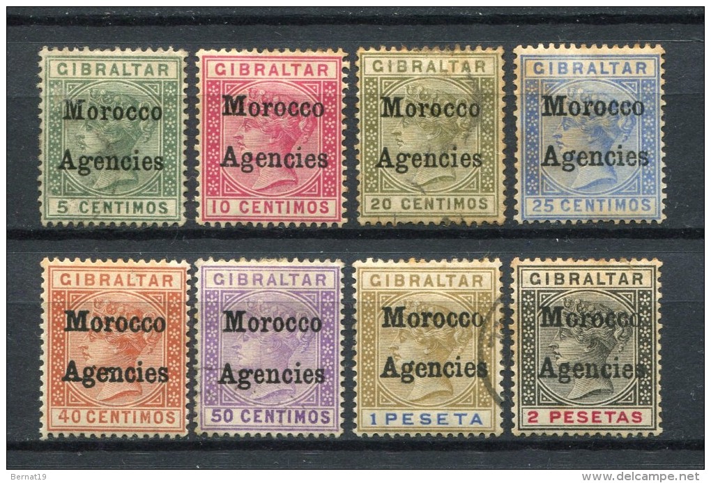 Marruecos Inglés. Yvert 1-8. See Two Images. - Bureaux Au Maroc / Tanger (...-1958)