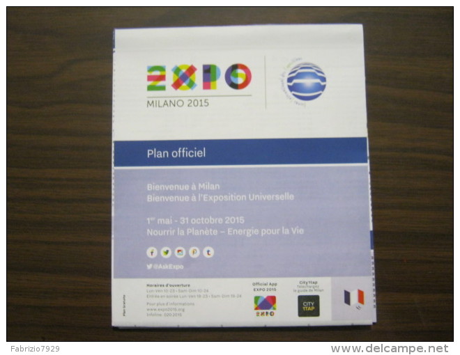 EXPO 2015 MILANO WORLD EXIBITION -MAP MAPPA CARTA PADIGLINI IN FRANCESE - Altri & Non Classificati