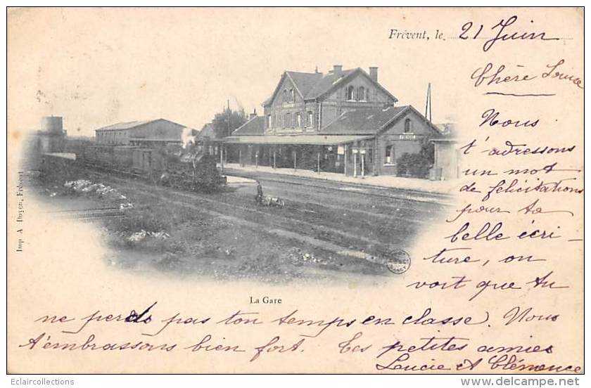 Frévent    62        La Gare. L' Intérieur. Carte De 1902 - Autres & Non Classés