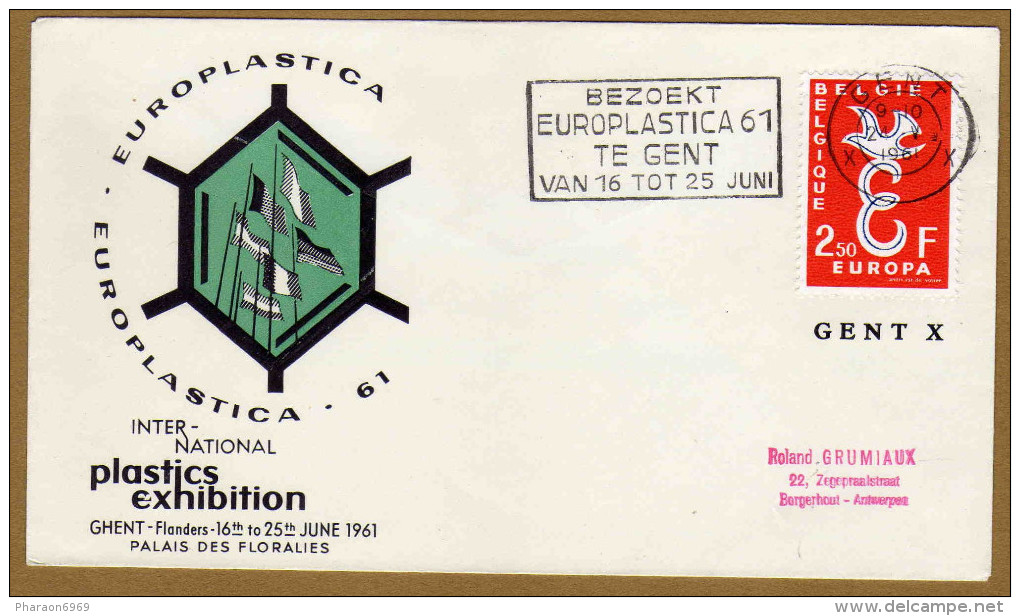 Enveloppe Cover Brief FDC 1064 Europlastica Plastics Exhibition Ghent - Flanders Gent X - 1961-1970