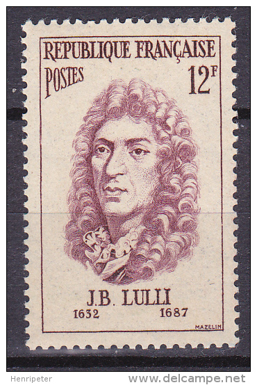 Timbre-poste Neuf** - Célébrités étrangères Jean-Baptiste Lulli Musicien Italien - N° 1083  (Yvert) - France 1956 - Unused Stamps