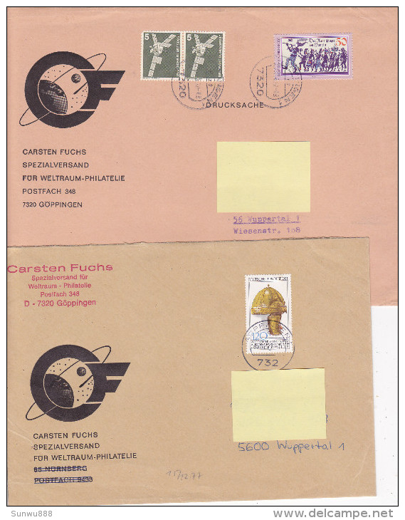 Lot 8 Enveloppes Cartsen Fuchs Spezialversand Für Weltraum-Philatelie 1977-1978 - Privatumschläge - Gebraucht