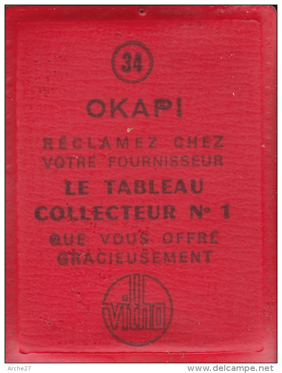 Image Plastifiée - Okapi - Offert Par Vitho - N°34 - Altri & Non Classificati