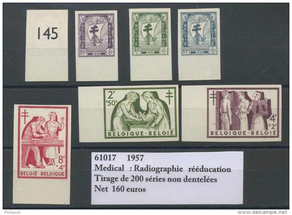 998/1004  Medical  Radiographie  Rééducation Non Dentelée  Imperforate Tirage De 200 Séries - 1941-1960