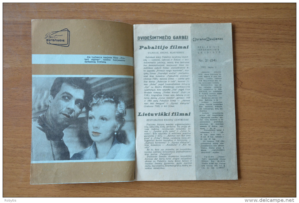Lithuania Litauen USSR Period Cinema Moves 1960 Nr.21 - Zeitungen & Zeitschriften